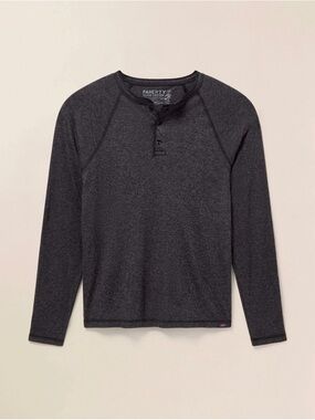 Faherty Men’s Size XL Long-Sleeve Cloud Henley Charcoal Heather Tee Cotton Modal